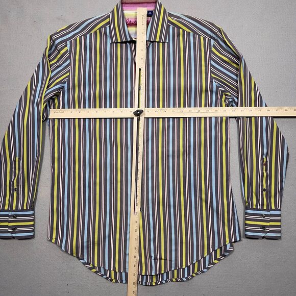Robert Graham Shirt Men Size Medium‎ Striped Button Up Flip Cuff Colorful - Picture 5 of 14